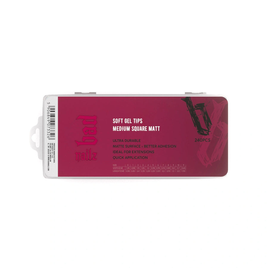 BAD SOFT GEL TIPS Medium Square Matt 240 szt.